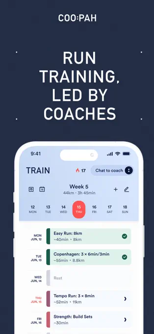 Official Coopah preview showing a personalized running plan