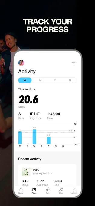 Official Nike Run Club preview showing guided running content