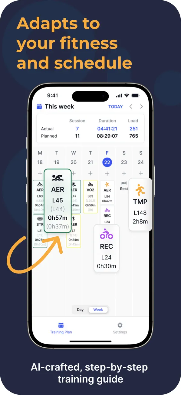 Official Athletica App Store preview showing an adaptive endurance plan