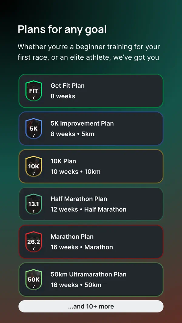 Official Runna App Store preview showing a prescribed workout