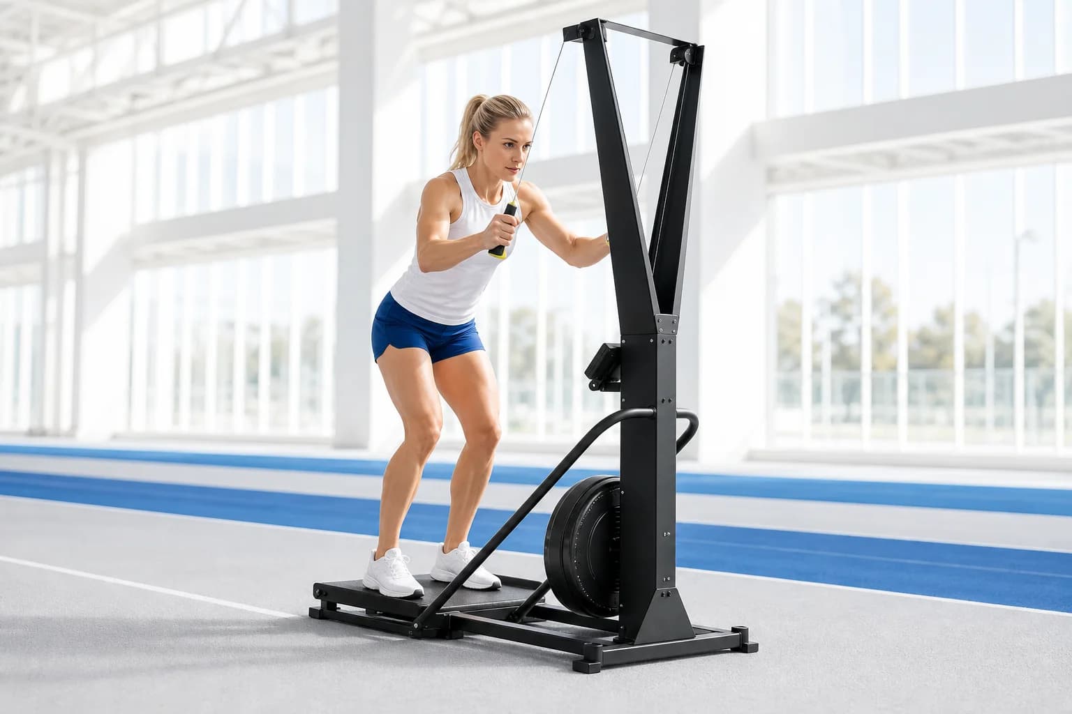 Athlete using a SkiErg